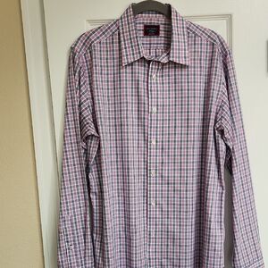 UNTUCKit Men’s Pink and Blue Plaid Dress Shirt